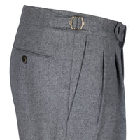 Worsted Flannel Wool Trousers - Light Grey