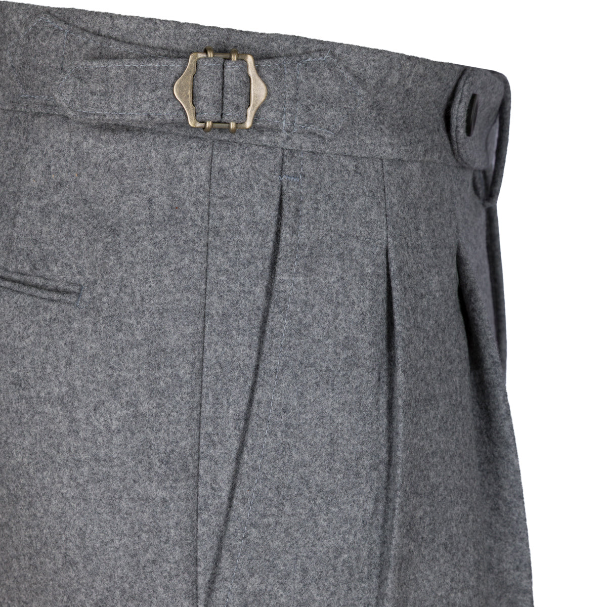 Worsted Flannel Wool Trousers - Light Grey