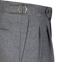 Worsted Flannel Wool Trousers - Light Grey