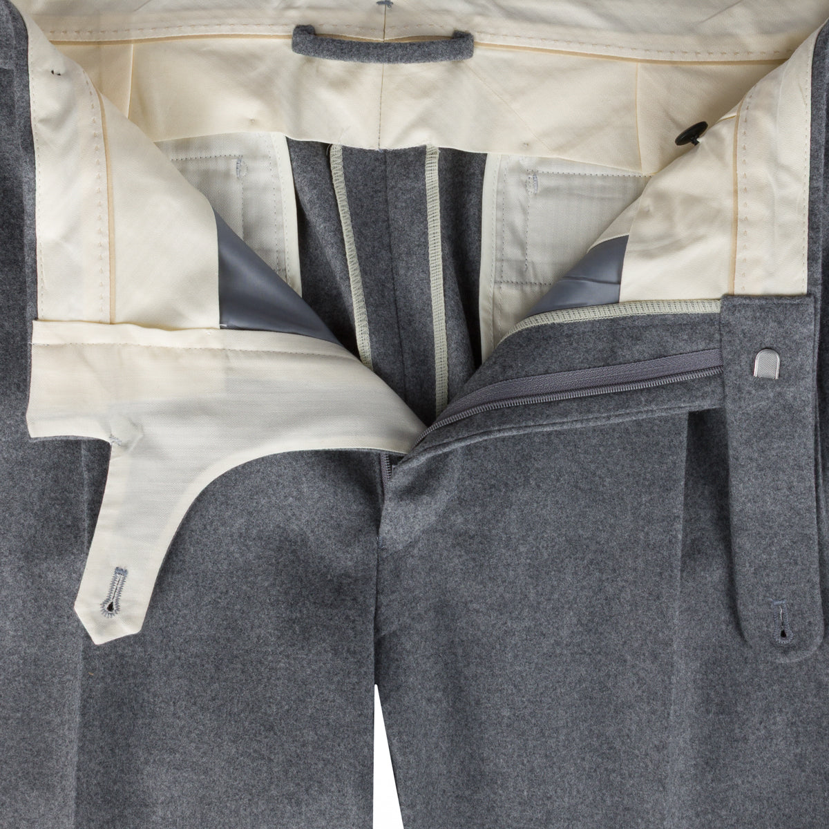 Worsted Flannel Wool Trousers - Light Grey