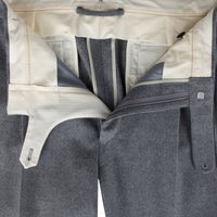 Worsted Flannel Wool Trousers - Light Grey