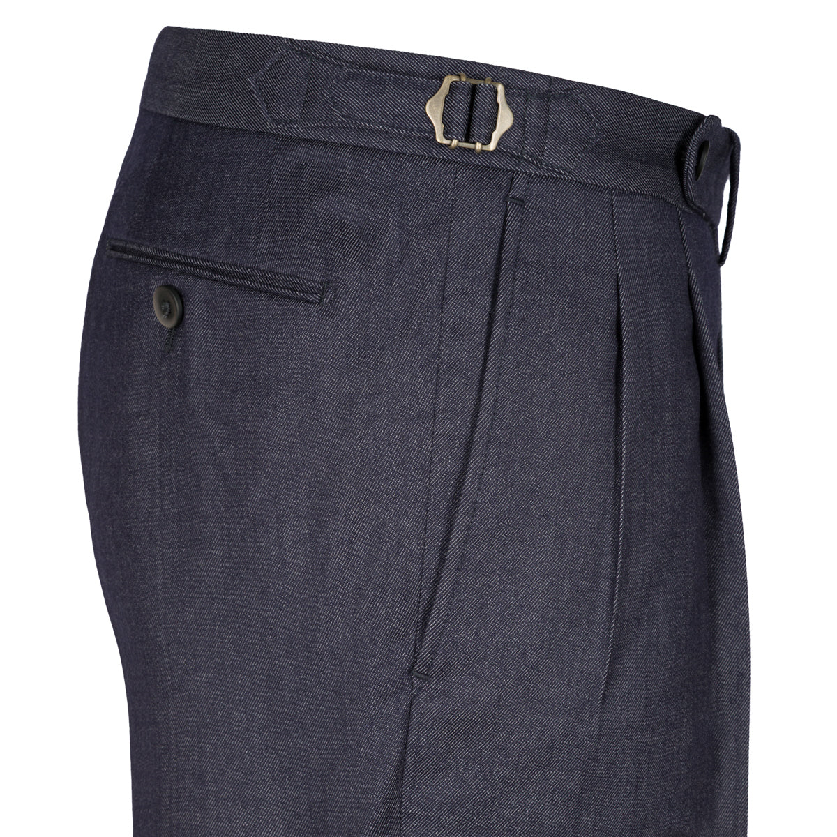 Soft Denim Wool Trousers - Navy