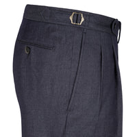 Soft Denim Wool Trousers - Navy