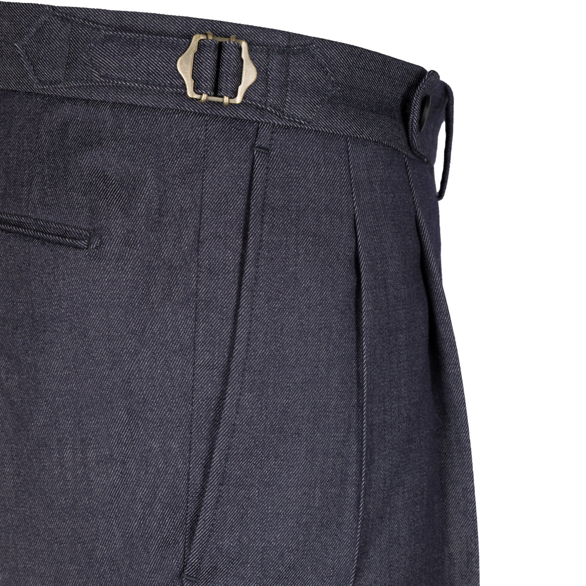 Soft Denim Wool Trousers - Navy