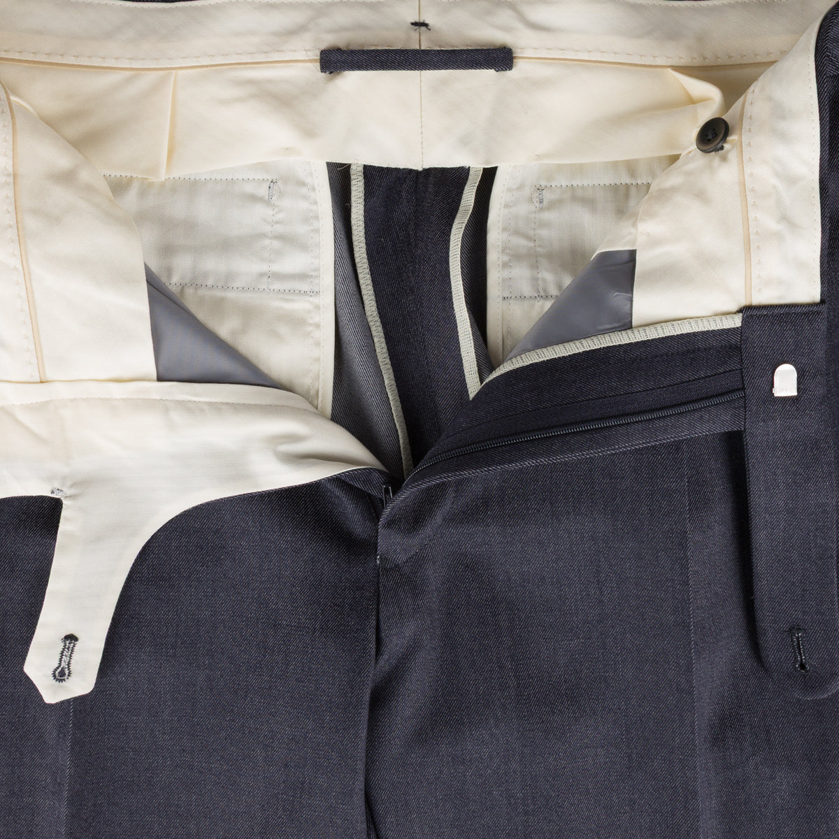 Soft Denim Wool Trousers - Navy