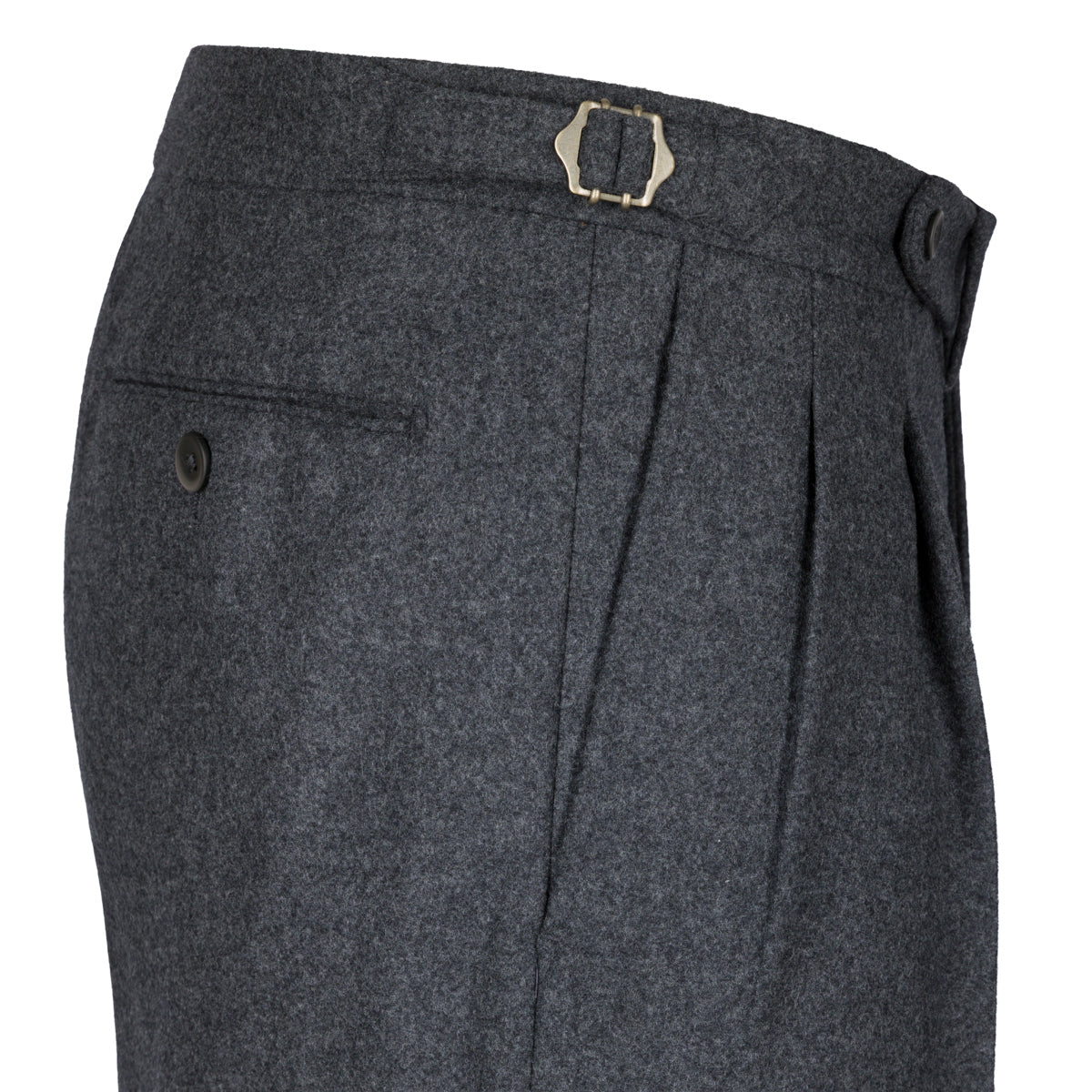 Worsted Flannel Wool Trousers - Mid Grey