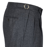 Worsted Flannel Wool Trousers - Mid Grey