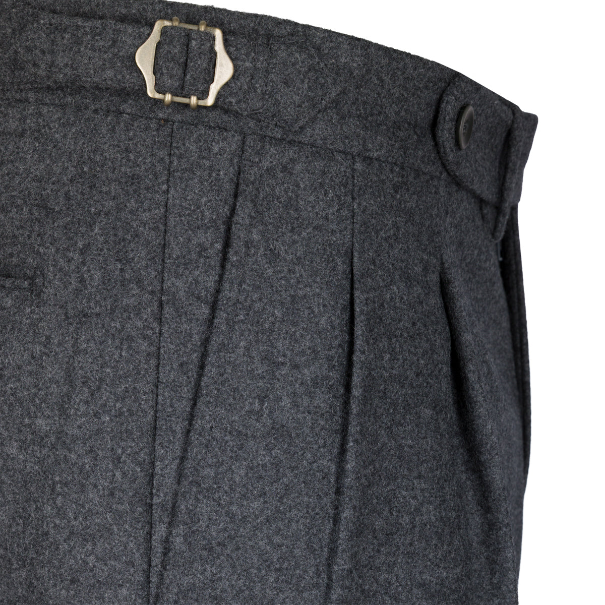 Worsted Flannel Wool Trousers - Mid Grey