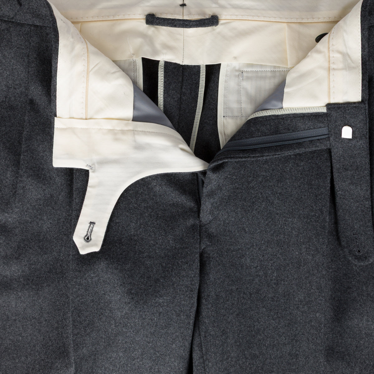 Worsted Flannel Wool Trousers - Mid Grey