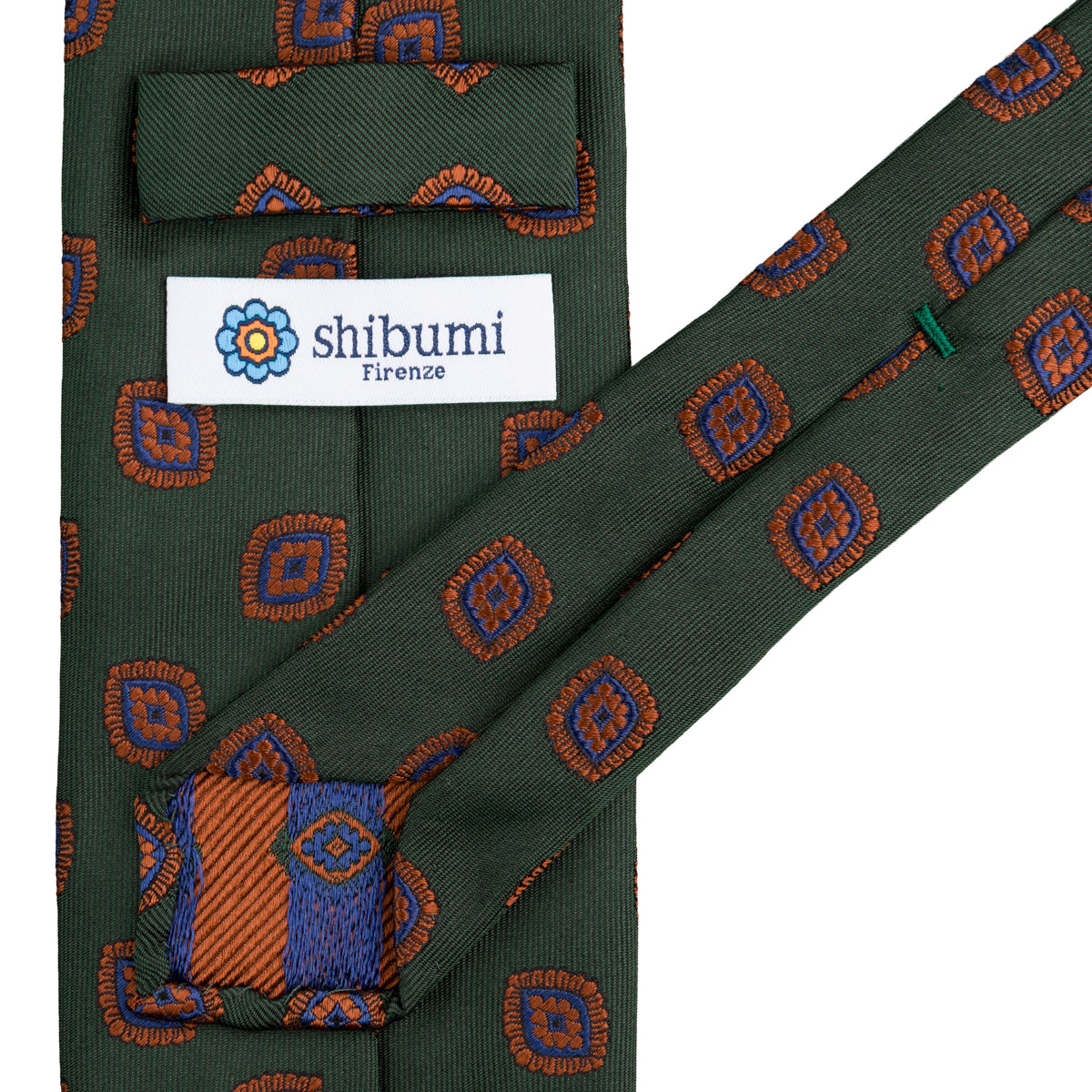 Floral Jacquard Silk Tie - Forest - Hand-Rolled
