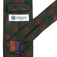 Floral Jacquard Silk Tie - Forest - Hand-Rolled