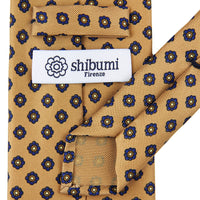 Shibumi-Flower Printed Silk Tie - Khaki - Hand-Rolled