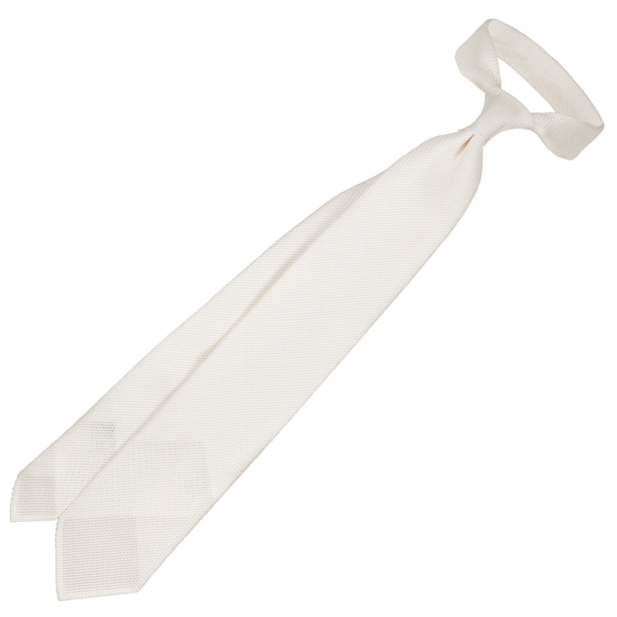 Grenadine / Garza Fina Silk Tie - White - Hand-Rolled