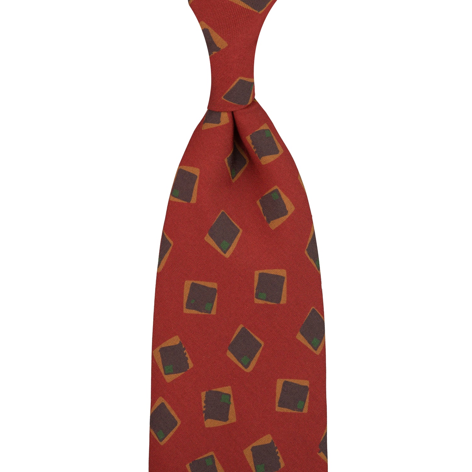 Copper Madder Silk Tie - Red - Hand-Rolled