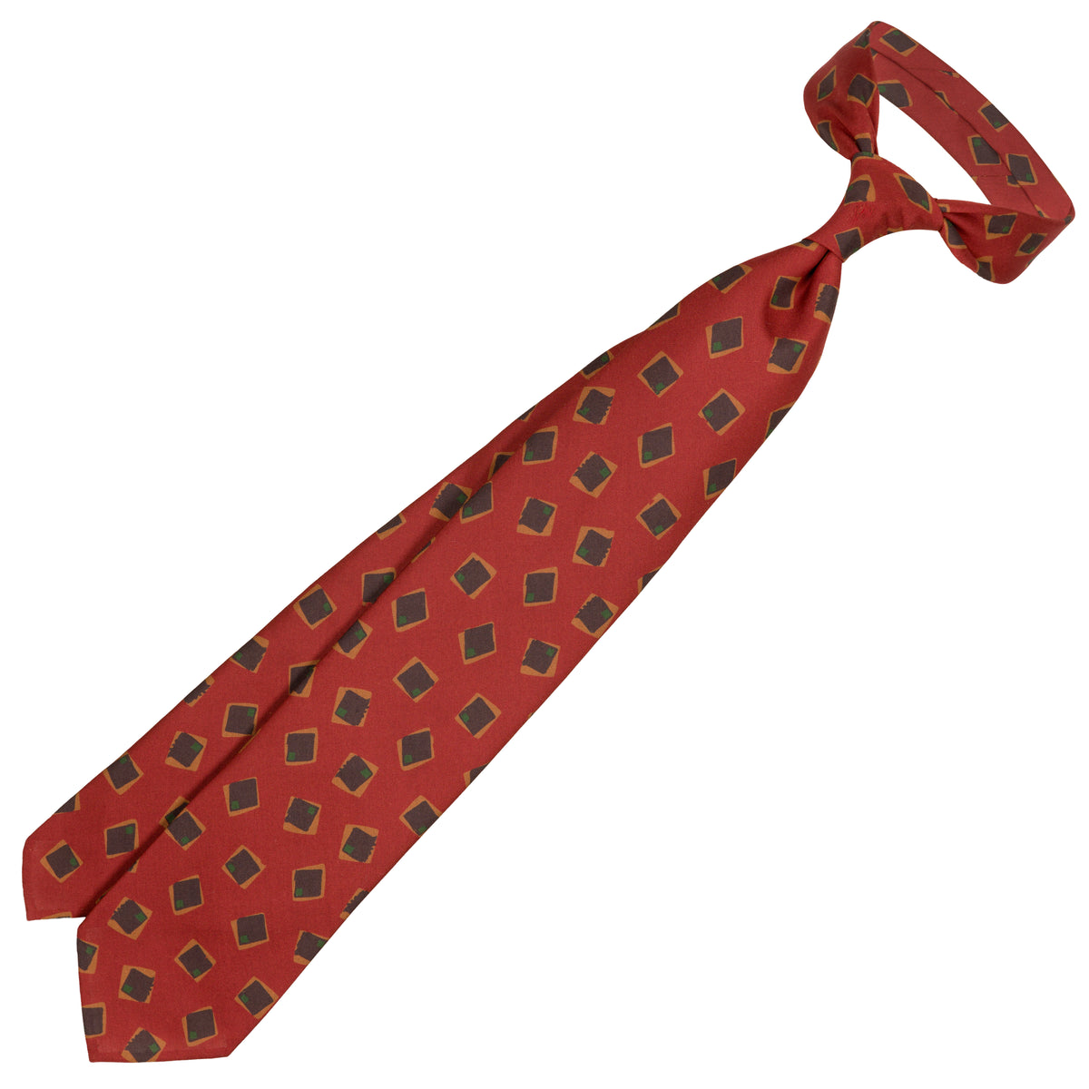 Copper Madder Silk Tie - Red - Hand-Rolled