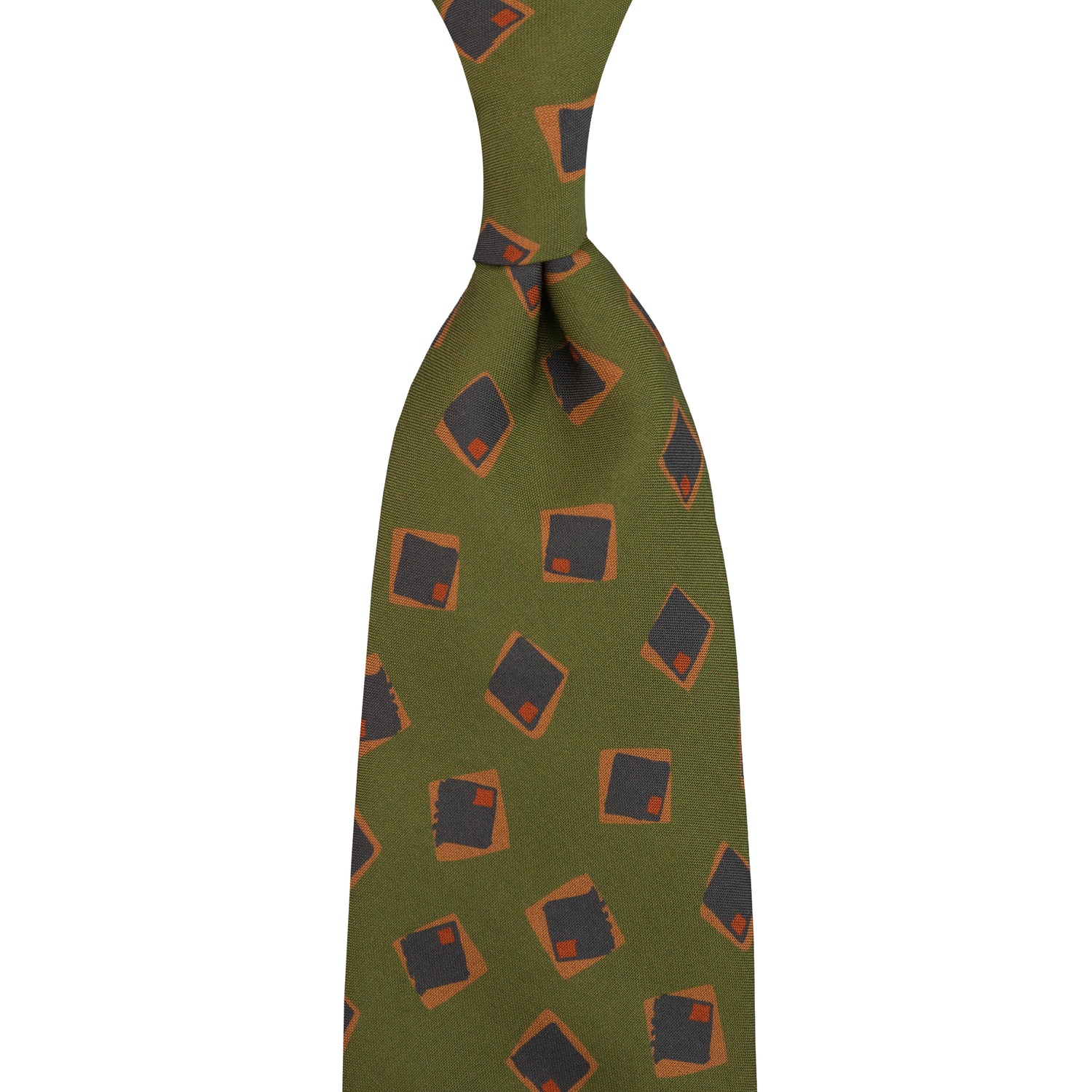 Copper Madder Silk Tie - Olive - Hand-Rolled