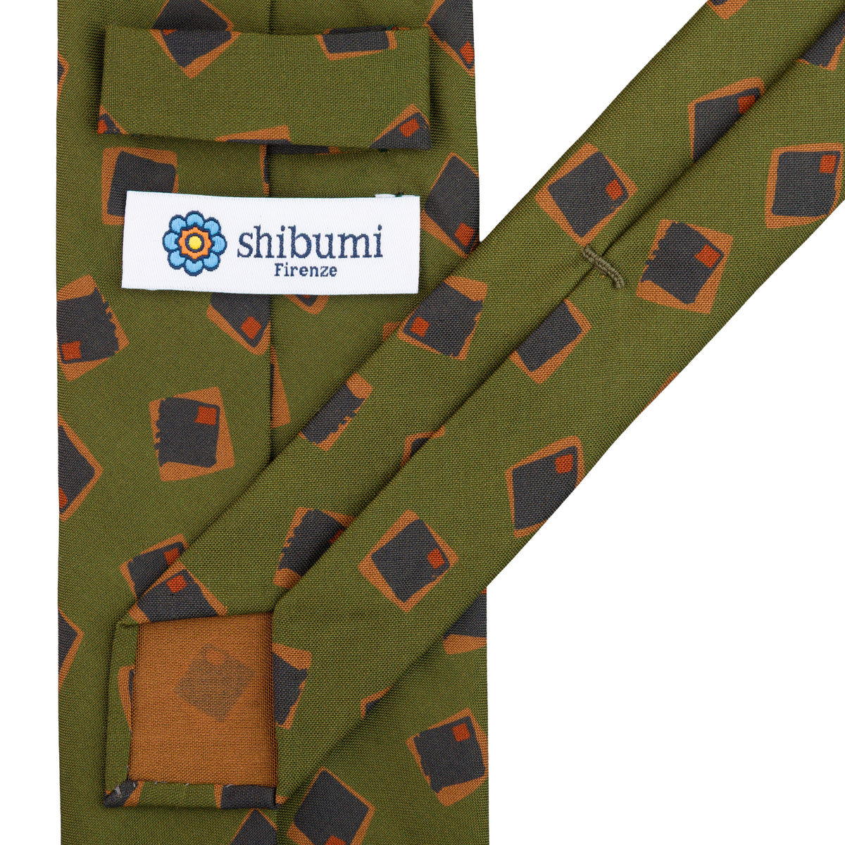 Copper Madder Silk Tie - Olive - Hand-Rolled