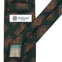Floral Printed Silk / Wool Tie - Forest - Hand-Rolled