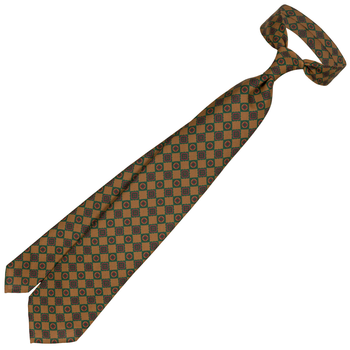 Copper Madder Silk Tie - Gold - Hand-Rolled