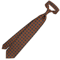 Floral Printed Silk / Wool Tie - Rust - Hand-Rolled