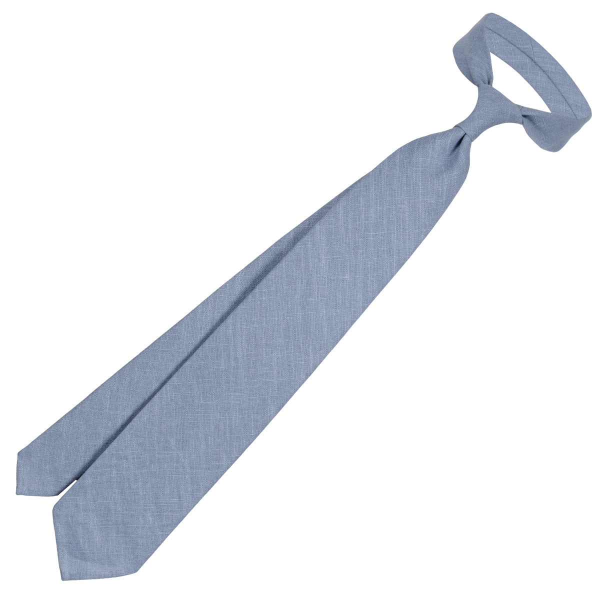 Japanese Ramie Tie - Steel Blue - Hand-Rolled
