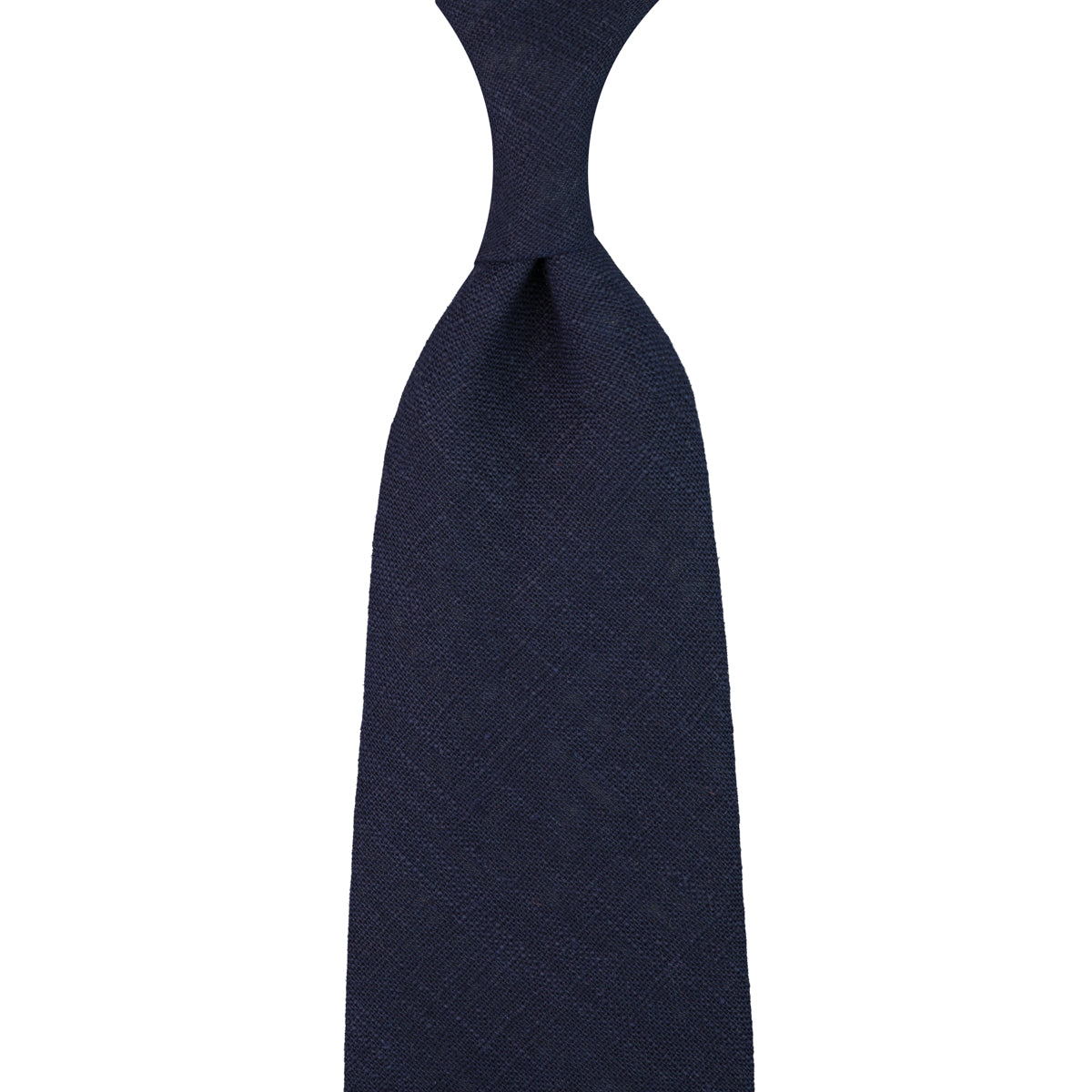 Japanese Ramie Tie - Navy - Hand-Rolled