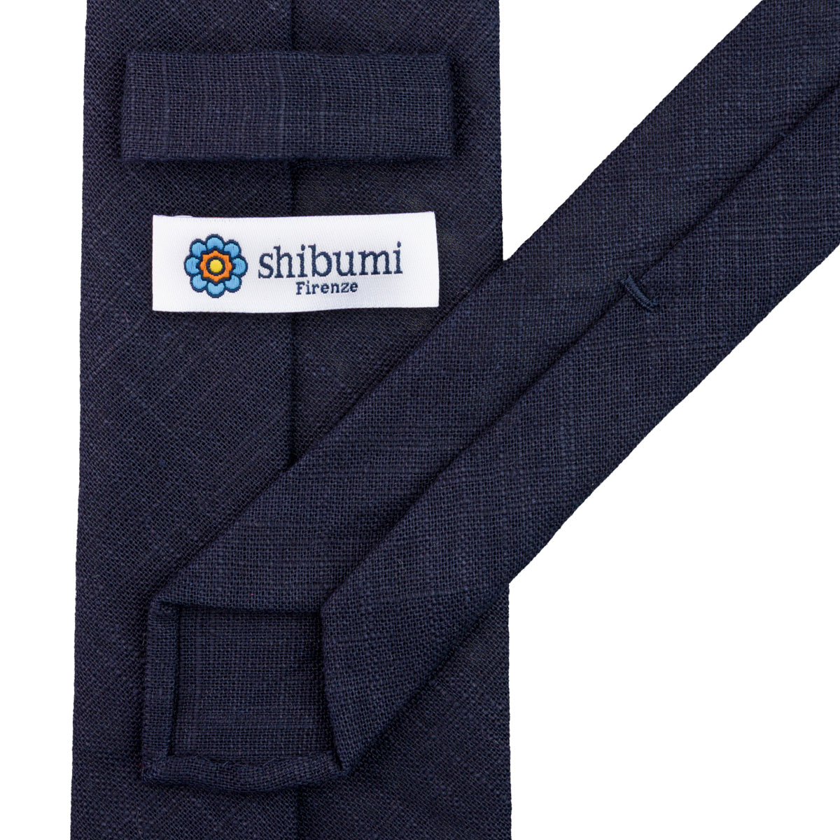 Japanese Ramie Tie - Navy - Hand-Rolled