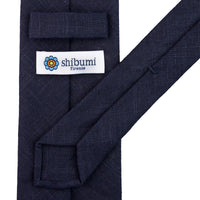 Japanese Ramie Tie - Navy - Hand-Rolled