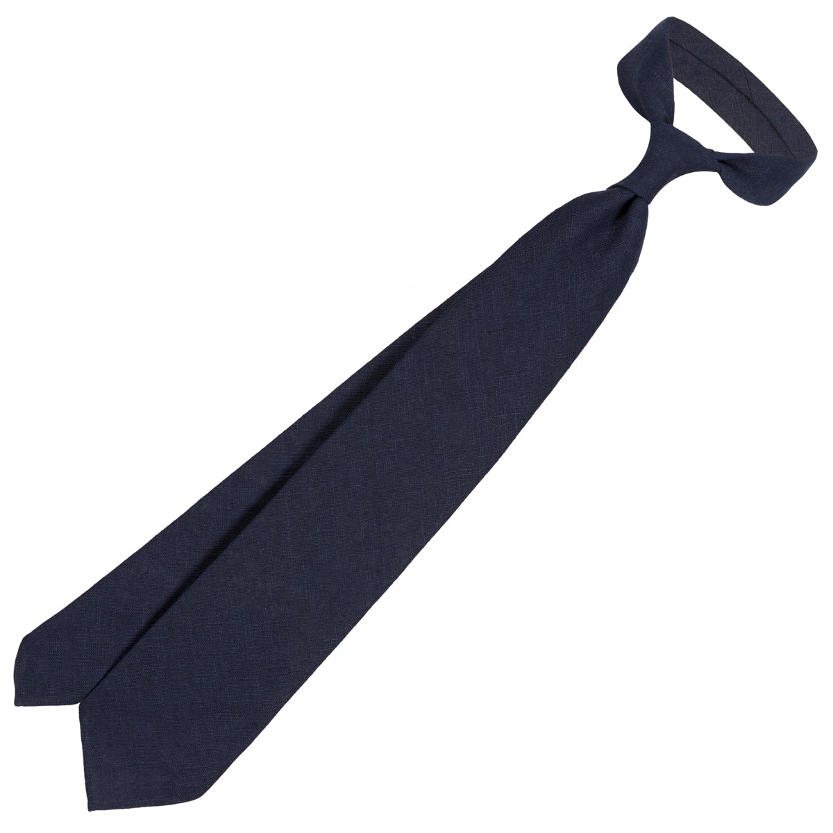 Japanese Ramie Tie - Navy - Hand-Rolled