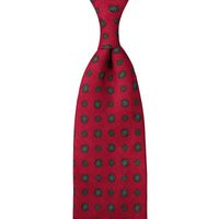Floral Printed Linen Tie - Red - Hand-Rolled