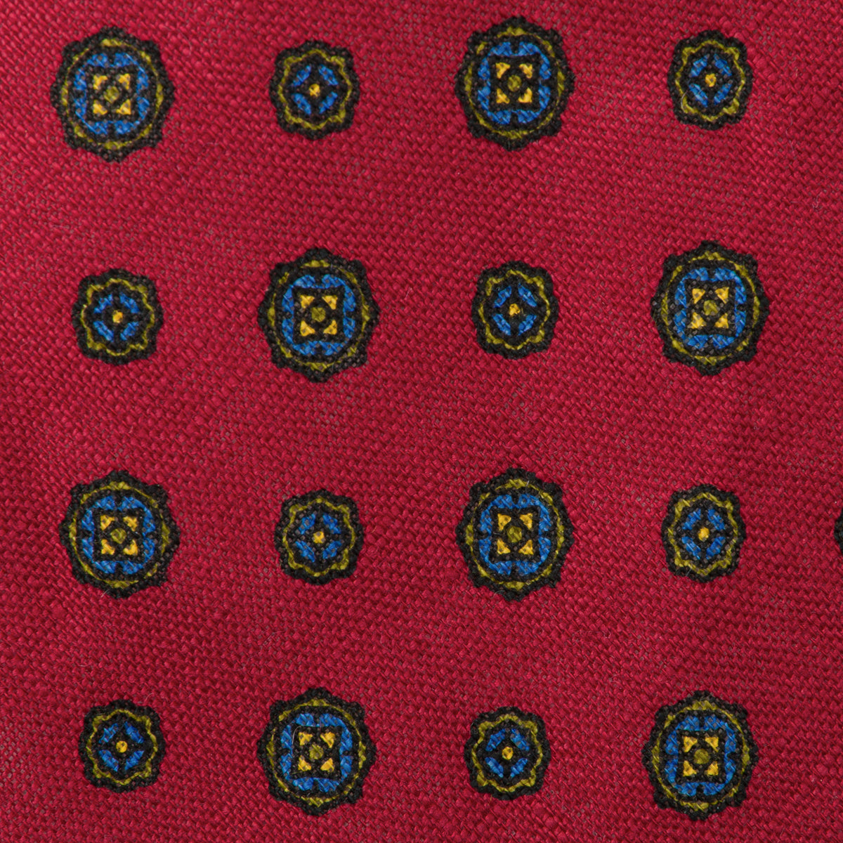Floral Printed Linen Tie - Red - Hand-Rolled