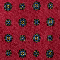Floral Printed Linen Tie - Red - Hand-Rolled