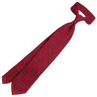 Floral Printed Linen Tie - Red - Hand-Rolled