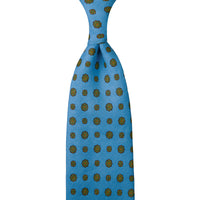 Floral Printed Linen Tie - Madder Blue - Hand-Rolled