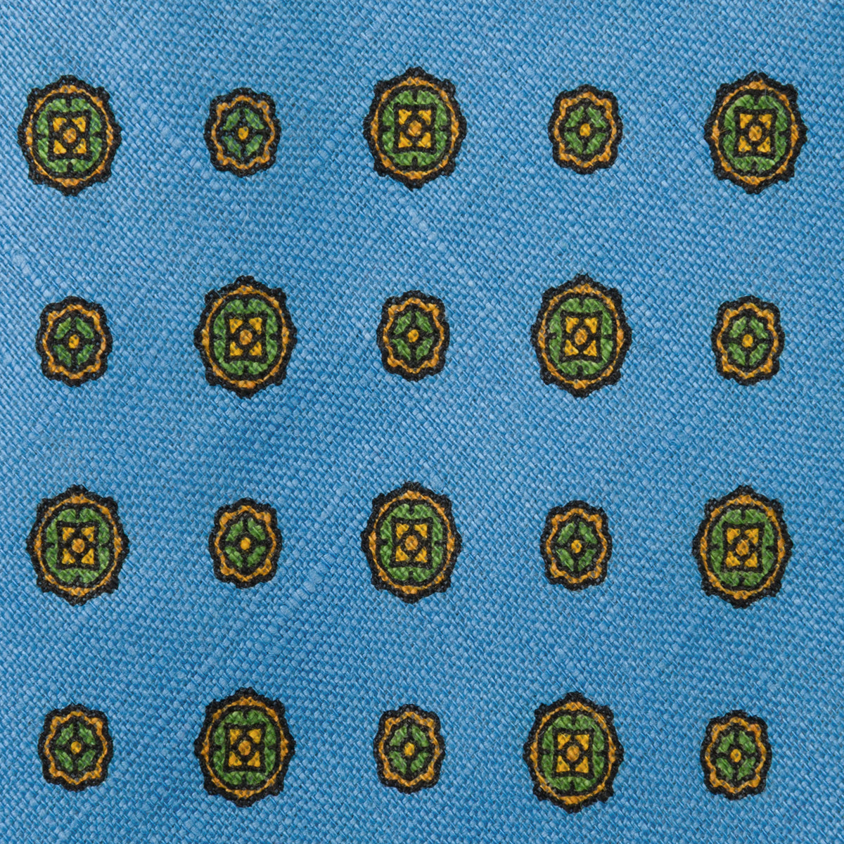 Floral Printed Linen Tie - Madder Blue - Hand-Rolled