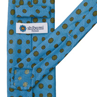 Floral Printed Linen Tie - Madder Blue - Hand-Rolled