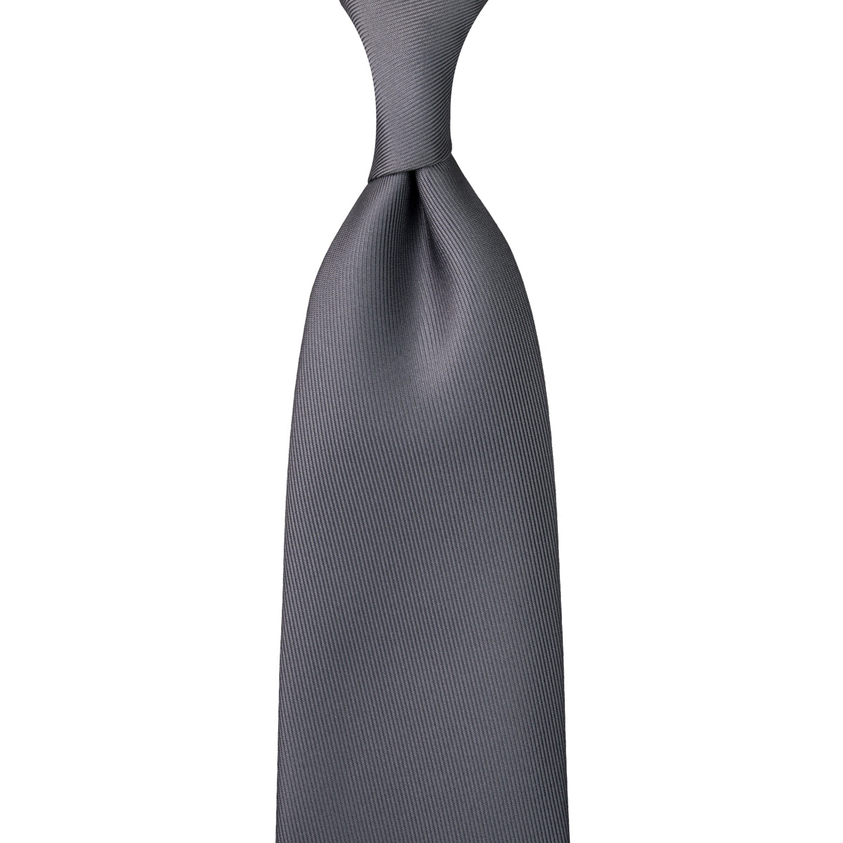 50oz Plain Dyed Silk Tie - Grey - Hand-Rolled