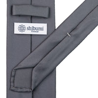 50oz Plain Dyed Silk Tie - Grey - Hand-Rolled