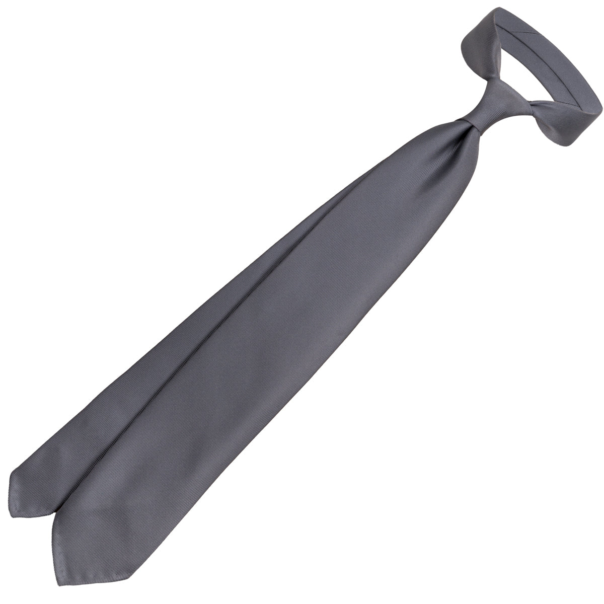 50oz Plain Dyed Silk Tie - Grey - Hand-Rolled