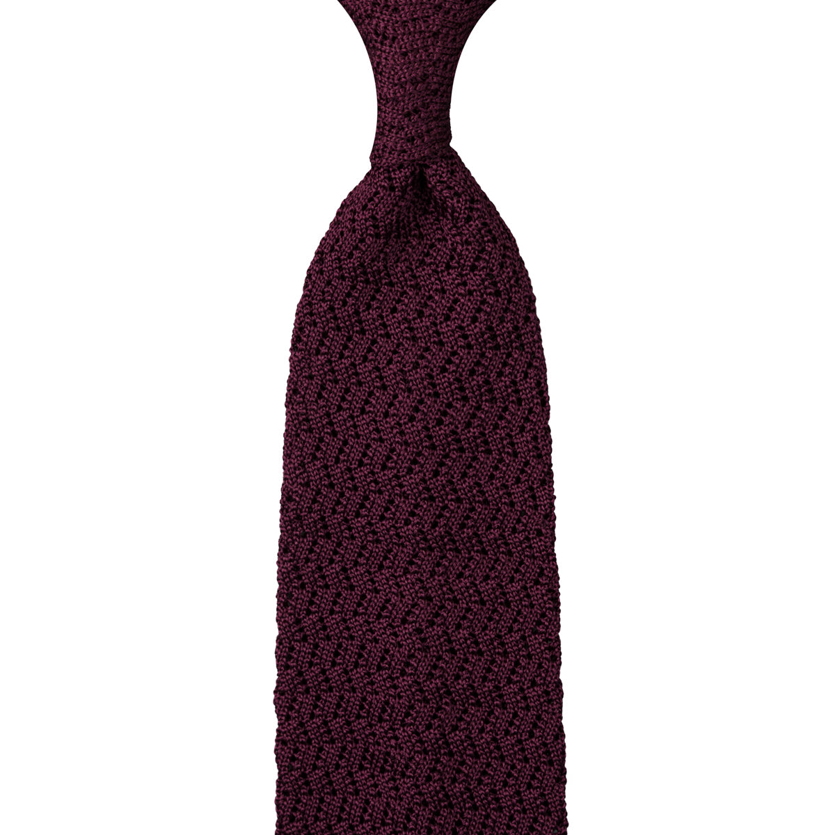 Zigzag Silk Knit Tie - Wine