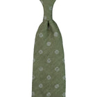 Shibumi-Flower Shantung Silk Tie - Olive - Hand-Rolled