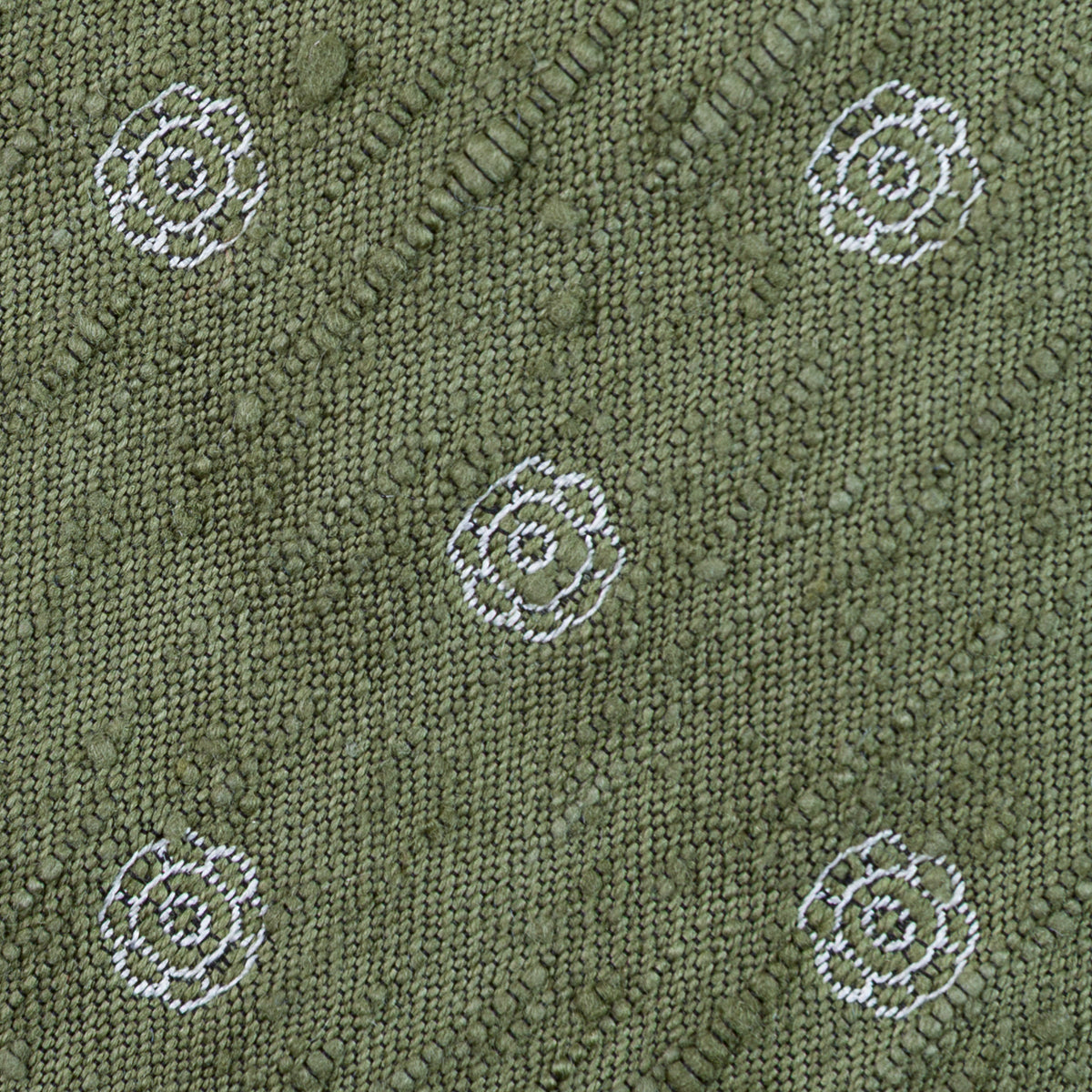 Shibumi-Flower Shantung Silk Tie - Olive - Hand-Rolled