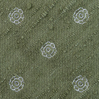 Shibumi-Flower Shantung Silk Tie - Olive - Hand-Rolled