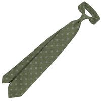 Shibumi-Flower Shantung Silk Tie - Olive - Hand-Rolled