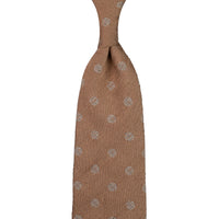 Shibumi-Flower Shantung Silk Tie - Beige - Hand-Rolled