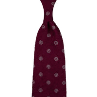 Shibumi-Flower Shantung Silk Tie - Burgundy - Hand-Rolled