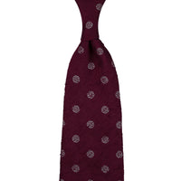 Shibumi-Flower Shantung Silk Tie - Burgundy - Hand-Rolled