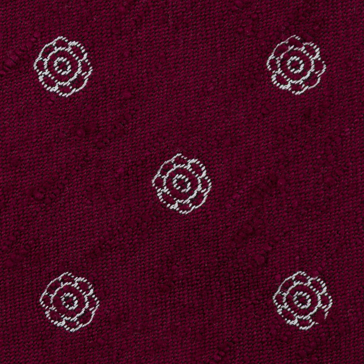 Shibumi-Flower Shantung Silk Tie - Burgundy - Hand-Rolled