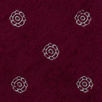 Shibumi-Flower Shantung Silk Tie - Burgundy - Hand-Rolled