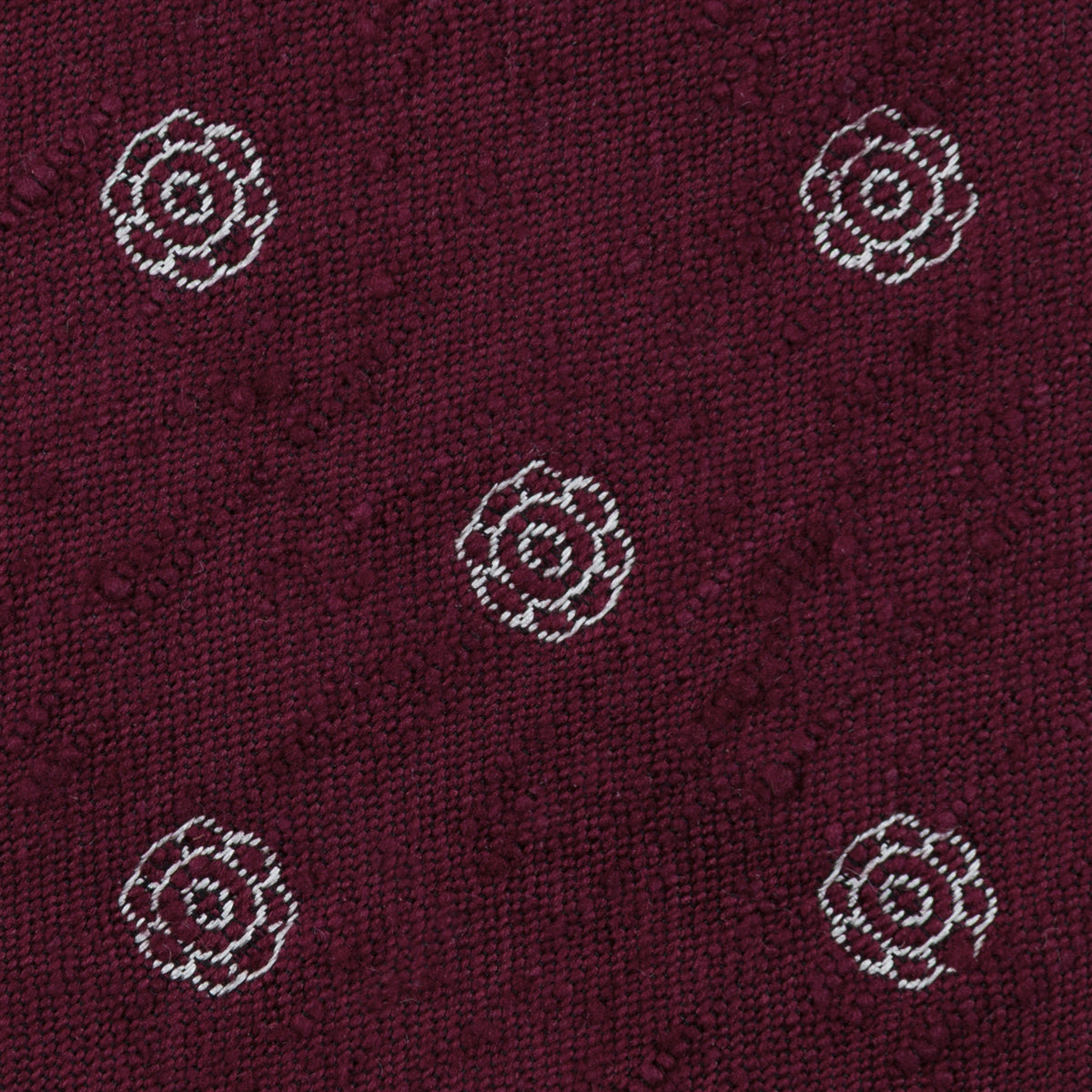 Shibumi-Flower Shantung Silk Tie - Burgundy - Hand-Rolled